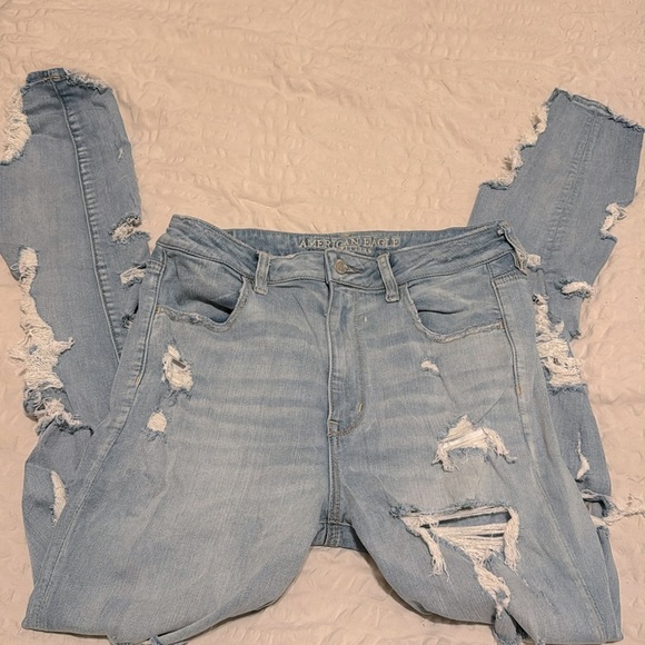 American Eagle Distressed Ripped Jeans Size 12 XLong - Picture 3 of 14